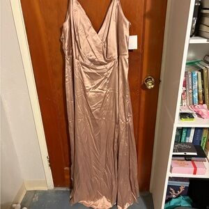 Elegant Satin Evening Gown in Sand